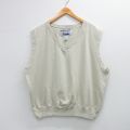 XL★古着 チャンピオン champion ノースリーブ スウェット メンズ 00年代 00s 無地 大きいサイズ Vネック ベージュ系 ストライプ 26feb06