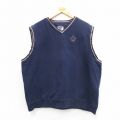 XL★古着 リー Lee ノースリーブ スウェット メンズ 00年代 00s ユリの紋章 大きいサイズ Vネック 紺他 26feb06