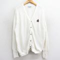 XL★古着 IZOD 長袖 ニット カーディガン メンズ 90年代 90s ワンポイントロゴ 大きいサイズ USA製 白 ホワイト 24jan25 中古 トップス