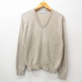 M★古着 IZOD 長袖 セーター メンズ 90年代 90s ワンポイントロゴ アクリル Vネック USA製 ベージュ カーキ 24sep19 中古 ニット トップス