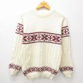 XS★古着 長袖 ノルディック セーター メンズ 80年代 80s 雪柄 ラグラン アクリル モックネック ハイネック USA製 生成り 24sep21 中古 ニット トップス