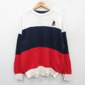 XL★古着 長袖 セーター メンズ 90年代 90s ヨット マルチカラー 大きいサイズ コットン クルーネック USA製 白他 ホワイト 24sep25 中古 ニット トップス