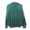 XL★古着 長袖 セーター メンズ 90年代 90s 無地 ウール モックネック ハイネック イタリア製 緑 グリーン 24sep25 中古 ニット トップス