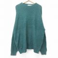 XL★古着 長袖 セーター メンズ 90年代 90s 手織り 大きいサイズ コットン クルーネック USA製 緑 グリーン 24sep26 中古 ニット トップス