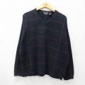 ケーブルセーター 00s ネイビーチェック L | 古着