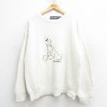 XL★古着 長袖 セーター メンズ 90年代 90s ゴルフ 刺繍 手織り 大きいサイズ コットン USA製 白 ホワイト 24sep30 24oct01 中古 ニット トップス