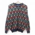 XL★古着 バンヒューセン 長袖 セーター メンズ 90年代 90s アクリル クルーネック 紺他 ネイビー 24oct04 中古 ニット トップス