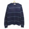 S★古着 長袖 セーター メンズ 80年代 80s ラグラン ウール クルーネック USA製 紺他 ネイビー 24oct04 中古 ニット トップス