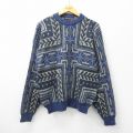 90s ノルディックセーター 雪柄 ネイビー L | 古着