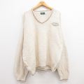 XL★古着 Dunbrooke 長袖 セーター メンズ 90年代 90s GODSEY 大きいサイズ コットン Vネック USA製 薄ベージュ カーキ 24oct05 中古 ニット トップス