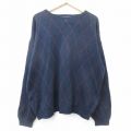 XL★古着 長袖 セーター メンズ 90年代 90s 大きいサイズ クルーネック 紺他 ネイビー 24oct08 中古 ニット トップス