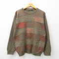 L★古着 長袖 セーター メンズ クルーネック 緑系他 グリーン 24oct08 中古 ニット トップス