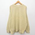 XL★古着 長袖 セーター メンズ 90年代 90s 手織り 大きいサイズ コットン クルーネック 生成り 24oct08 中古 ニット トップス