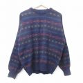 XL★古着 長袖 セーター メンズ 90年代 90s 大きいサイズ ウール クルーネック イタリア製 紺他 ネイビー 24oct11 中古 ニット トップス