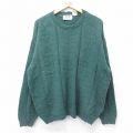 XL★古着 長袖 セーター メンズ 90年代 90s クルーネック カナダ製 緑 グリーン 24oct12 中古 ニット トップス