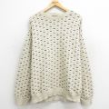 XL★古着 長袖 セーター メンズ 90年代 90s 大きいサイズ クルーネック USA製 薄ベージュ カーキ 24oct12 中古 ニット トップス