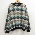 XL★古着 長袖 セーター メンズ 大きいサイズ クルーネック 黒他 ブラック 24oct18 中古 ニット トップス