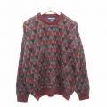 XL★古着 バンヒューセン 長袖 セーター メンズ 90年代 90s アクリル クルーネック エンジ他 24oct18 中古 ニット トップス