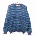XL★古着 ザフォックコレクション THE FOX COLLECTION 長袖 セーター メンズ 90年代 90s コットン クルーネック USA製 紺他 ネイビー 24oct19 中古 ニット トップス