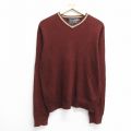 S★古着 アバクロンビー Abercrombie&fitch 長袖 セーター メンズ 90年代 90s 無地 ウール Vネック エンジ 24oct23 中古 ニット トップス