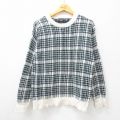 M★古着 長袖 セーター メンズ 90年代 90s クルーネック USA製 白他 ホワイト チェック 24oct24 中古 ニット トップス