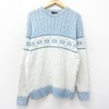 【20%OFF】M★古着 ジャンセン 長袖 ノルディック セーター メンズ 80年代 80s 雪柄 クルーネック USA製 生成り他 24oct29 中古 ニット トップス