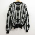 XL★古着 長袖 セーター メンズ 90年代 90s 大きいサイズ アクリル クルーネック 黒他 ブラック 24oct31 中古 ニット トップス