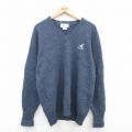 L★古着 長袖 セーター メンズ 90年代 90s BERMUDA ウール Vネック 紺 ネイビー 24nov01 中古 ニット トップス