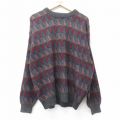XL★古着 ジャンセン 長袖 セーター メンズ 00年代 00s 大きいサイズ アクリル クルーネック 濃グレー 霜降り他 24nov01 中古 ニット トップス