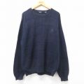 IZOD 長袖セーター ワンポイントロゴ ネイビーチェック XL | 古着