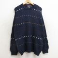 L★古着 長袖 セーター メンズ 90年代 90s コットン クルーネック USA製 紺他 ネイビー 24nov13 中古 ニット トップス