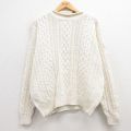 XL★古着 STRUCTURE 長袖 ケーブル セーター メンズ 00年代 00s 大きいサイズ モックネック ハイネック 生成り 24nov15 中古 ニット トップス