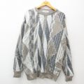 【20%OFF】XL★古着 ジャンセン 長袖 セーター メンズ 90年代 90s クルーネック USA製 ベージュ他 カーキ 24dec03 中古 ニット トップス