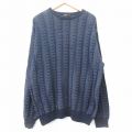 XL★古着 長袖 セーター メンズ 大きいサイズ クルーネック イタリア製 紺他 ネイビー 24dec04 中古 ニット トップス