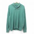 【20%OFF】L★古着 ノーティカ NAUTICA 長袖 ブランド セーター メンズ ワンポイントロゴ コットン ショールカラー 緑 グリーン 24dec04 中古 ニット トップス
