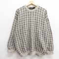 XL★古着 長袖 セーター メンズ 90年代 90s クルーネック イタリア製 ベージュ他 カーキ 24dec07 中古 ニット トップス