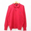 L★古着 アバクロンビー Abercrombie&fitch 長袖 セーター メンズ 80年代 80s ワンポイントロゴ ウール 襟付き 赤 レッド 25jan06 中古 ニット トップス