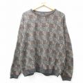 XL★古着 長袖 セーター メンズ 大きいサイズ クルーネック 茶系 ブラウン 25jan07 中古 ニット トップス