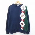90s 長袖セーター ゴルフ刺繍 ネイビー L | 古着