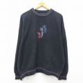 XL★古着 長袖 セーター メンズ 90年代 90s ゴルフ 刺繍 大きいサイズ コットン クルーネック USA製 黒他 ブラック 25jan17 中古 ニット トップス