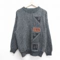 00s 長袖セーター レザー使用 グレー L | 古着