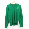 L★古着 長袖 セーター メンズ 90年代 90s IRISH GOLFER アクリル Vネック 緑 グリーン 25jan28 中古 ニット トップス