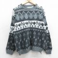 M★古着 長袖 セーター メンズ 90年代 90s クルーネック グレー他 25feb01 中古 ニット トップス