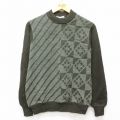 S★古着 長袖 セーター メンズ 80年代 80s モックネック ハイネック 濃緑他 グリーン 25feb01 中古 ニット トップス