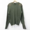XL★古着 長袖 コマンド セーター メンズ 80年代 80s ヒジ当て ウール クルーネック イギリス製 緑系 グリーン 25feb03 中古 ニット トップス