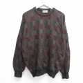 L★古着 長袖 セーター メンズ 00年代 00s ウール クルーネック イタリア製 エンジ他 25feb04 中古 ニット トップス