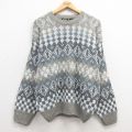 M★古着 長袖 セーター メンズ 90年代 90s クルーネック グレー他 25feb05 中古 ニット トップス