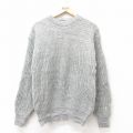 M★古着 長袖 セーター メンズ 90年代 90s 無地 クルーネック グレー 25feb08 中古 ニット トップス