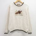 90s 長袖セーター 鳥刺繍 ホワイト XL | 古着