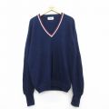 【20%OFF】L★古着 JCペニー ザフォックス THE FOX 長袖 セーター メンズ 80年代 80s 無地 Vネック 紺 ネイビー 【spe】 25feb17 中古 ニット トップス